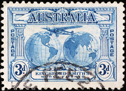 Vintage australian air mail postage stamp