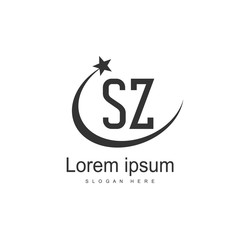 Initial letter SZ Logo Template. Minimalist letter logo