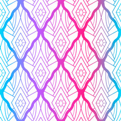 Rhombic neon seamless pattern, graceful lines on a light background.