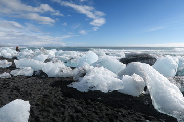 Eisberge am schwarzen Strand Island - Diamant Strand