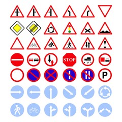 Set of the main road of signs icons