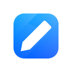 Pencil flat icon, edit glossy icon isolated on white background