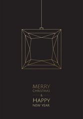 Merry Christmas and Happy New Year. Vector modern template card. Abstract geometric christmas balls.