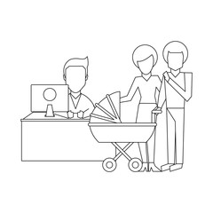 Doctor and patients black and white