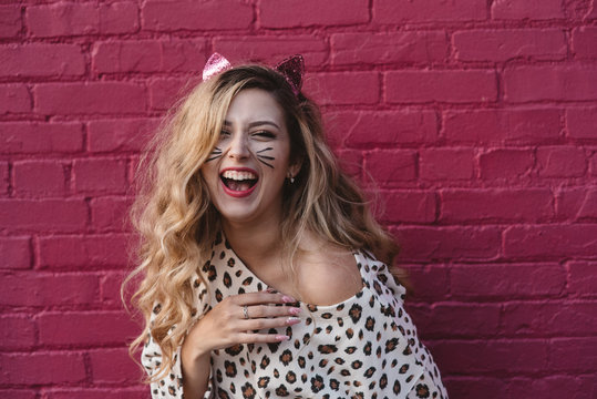 A teenage girl dressed up for halloween