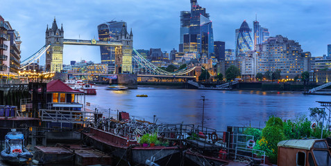 Tower Bridge in London after dusk