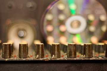 music mixing console close-up