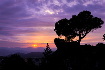 Purple sunset in Barcelona