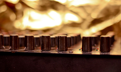 music mixing console close-up
