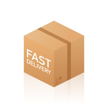 Web banner for Fast Delivery Box and E-Commerce. Flat elements isolated illustration