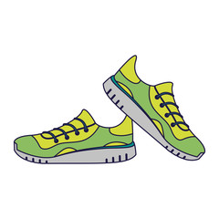 Sport running shoes blue lines