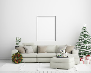 Mock Up Poster Frame Christmas New Year Interior Background