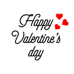 Naklejka premium Happy Valentines Day kartkę z życzeniami na białym tle na białym tle i serca. Typografia z cytatami wakacyjnymi jako plakat, karta, pocztówka, zaproszenie, baner, druk. Ilustracji wektorowych.