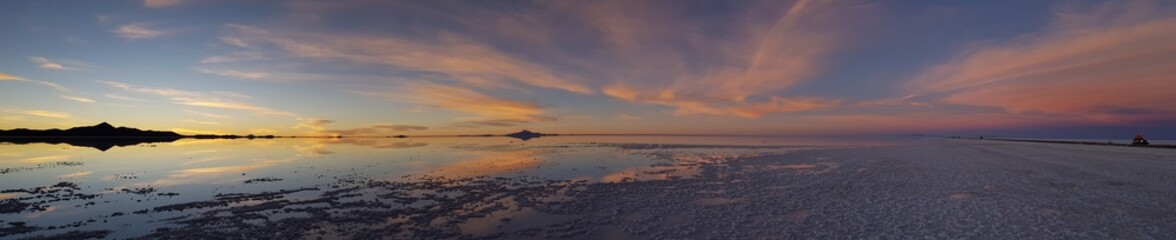 Bolivia Salt Flats sunset panorama