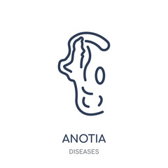 Anotia icon. Anotia linear symbol design from Diseases collection.