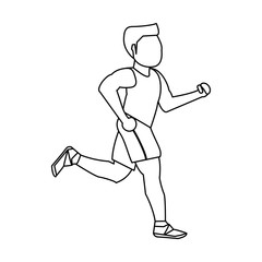 Fitness man running black and white