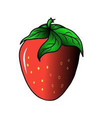 Strawberry bright red isolated on white background illustration 2D.