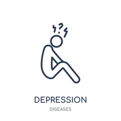 Depression icon. Depression linear symbol design from Diseases collection.