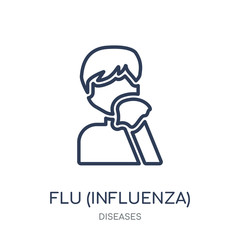 Flu (Influenza) icon. Flu (Influenza) linear symbol design from Diseases collection.