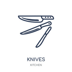 Knives icon. Knives linear symbol design from Kitchen collection.