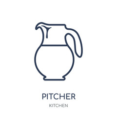 Pitcher icon. Pitcher linear symbol design from Kitchen collection.