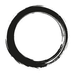 vector brush strokes circles of paint on white background. Ink hand drawn paint brush circle. Logo, label design element vector illustration. Black abstract circle. Frame.