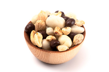 Wooden Bowl Filled with Healthy Trail Mix