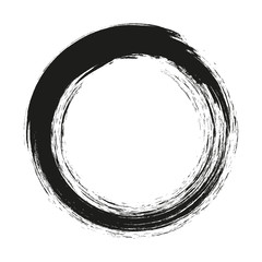 vector brush strokes circles of paint on white background. Ink hand drawn paint brush circle. Logo, label design element vector illustration. Black abstract circle. Frame.