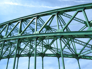 Green Metal Road Bridge