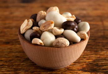 Wooden Bowl Filled with Healthy Trail Mix