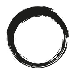 vector brush strokes circles of paint on white background. Ink hand drawn paint brush circle. Logo, label design element vector illustration. Black abstract circle. Frame.