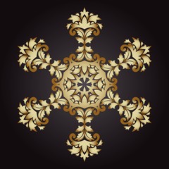 Mandala snowflake gold, tribal vintage background with a medallion.