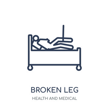 Broken leg icon. Broken leg linear symbol design from Health and Medical collection.