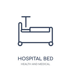 Hospital bed icon. Hospital bed linear symbol design from Health and Medical collection.