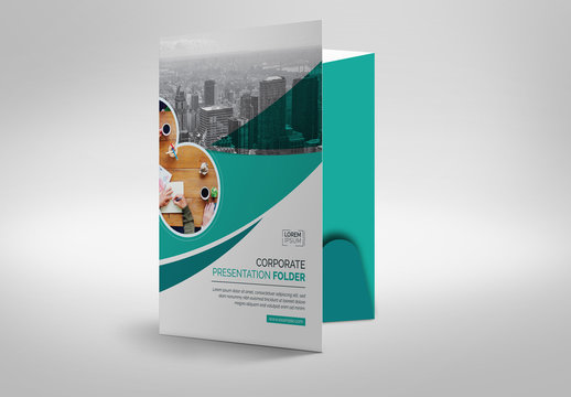 Presentation Folder Layout with Circular Photo Elements