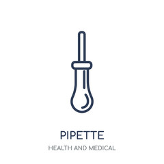 Pipette icon. Pipette linear symbol design from Health and Medical collection.