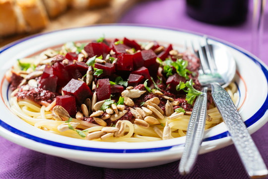 Purple Pesto Pasta with Beets