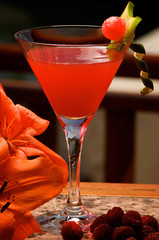 Tequila, Cassis, watermelon and cranberry cocktail