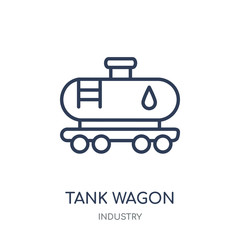 Tank wagon icon. Tank wagon linear symbol design from Industry collection.