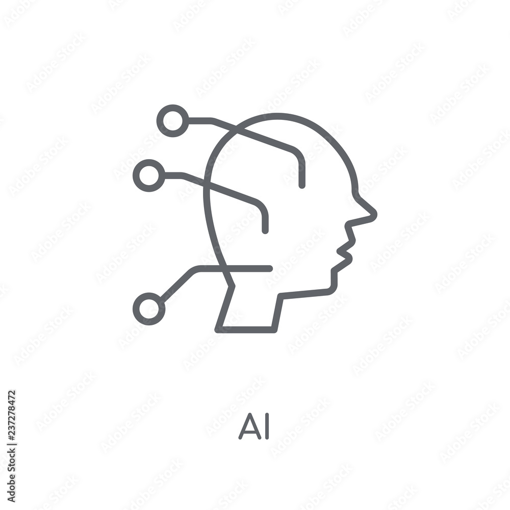 Poster ai linear icon. modern outline ai logo concept on white background from artificial intellegence and 