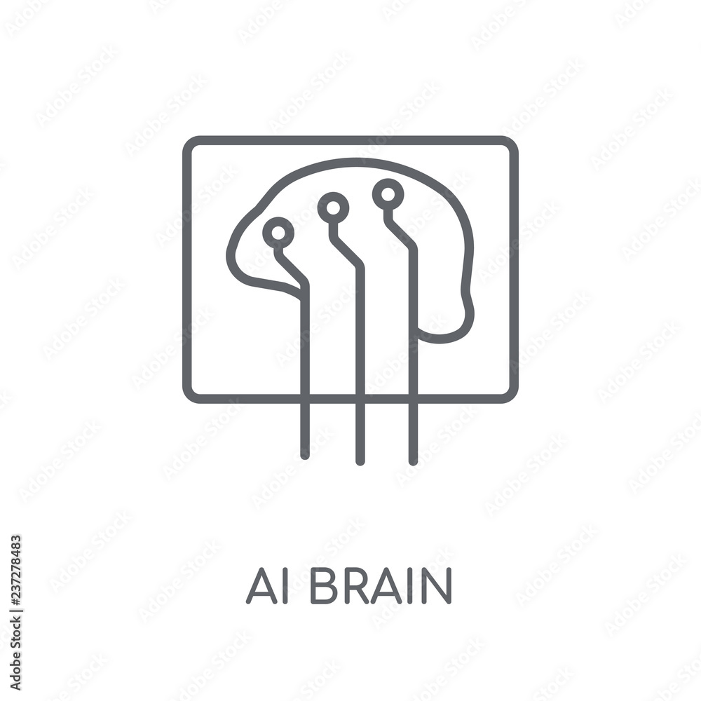 Poster ai brain linear icon. modern outline ai brain logo concept on white background from artificial intel