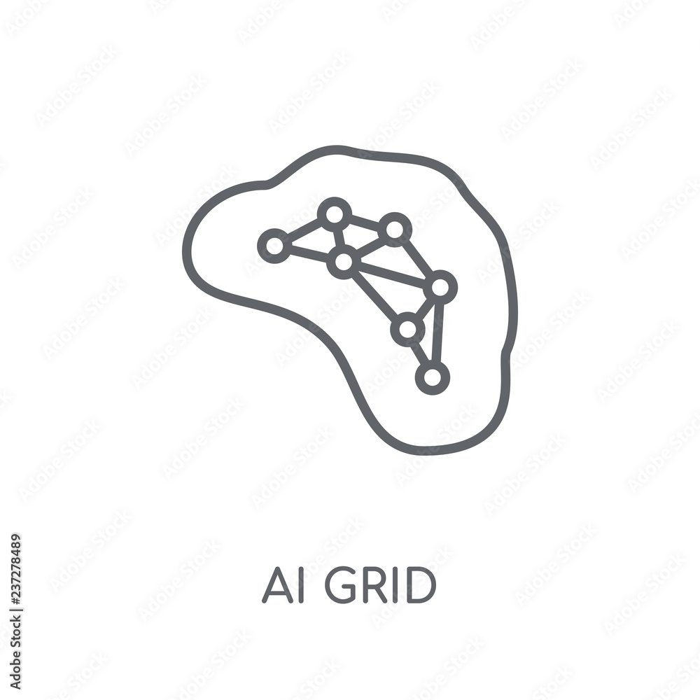Poster ai grid linear icon. modern outline ai grid logo concept on white background from artificial intelle