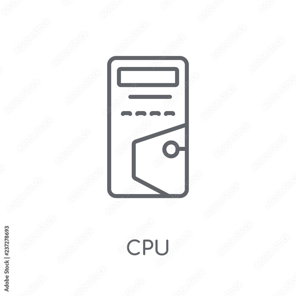 Poster cpu linear icon. modern outline cpu logo concept on white background from artificial intellegence an