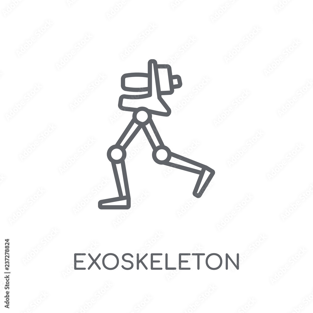 Poster exoskeleton linear icon. modern outline exoskeleton logo concept on white background from artificial