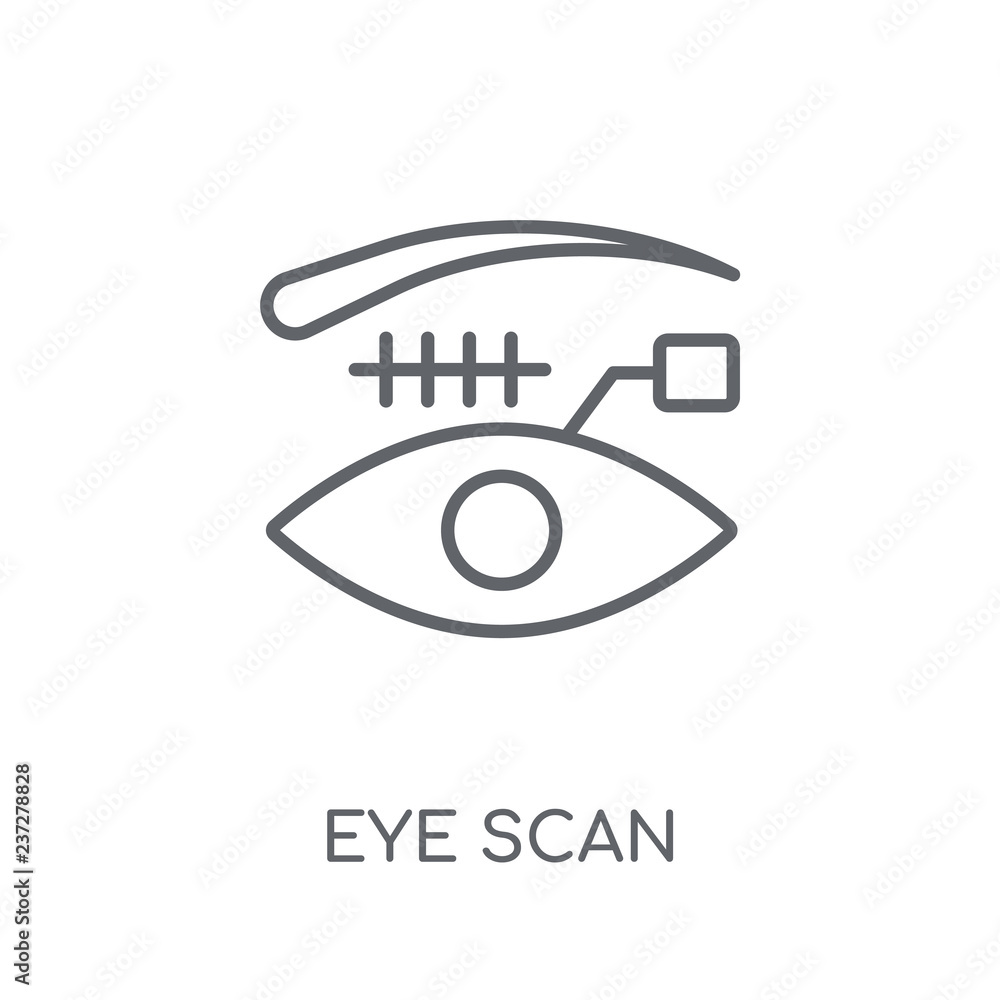 Poster eye scan linear icon. modern outline eye scan logo concept on white background from artificial intel