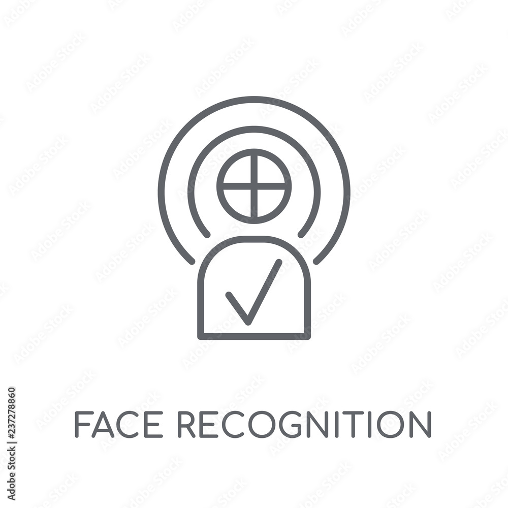 Poster face recognition linear icon. modern outline face recognition logo concept on white background from 