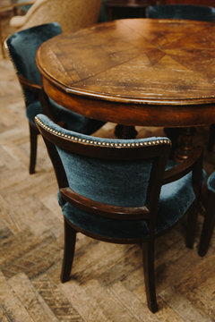 Vintage chair and parquet floor