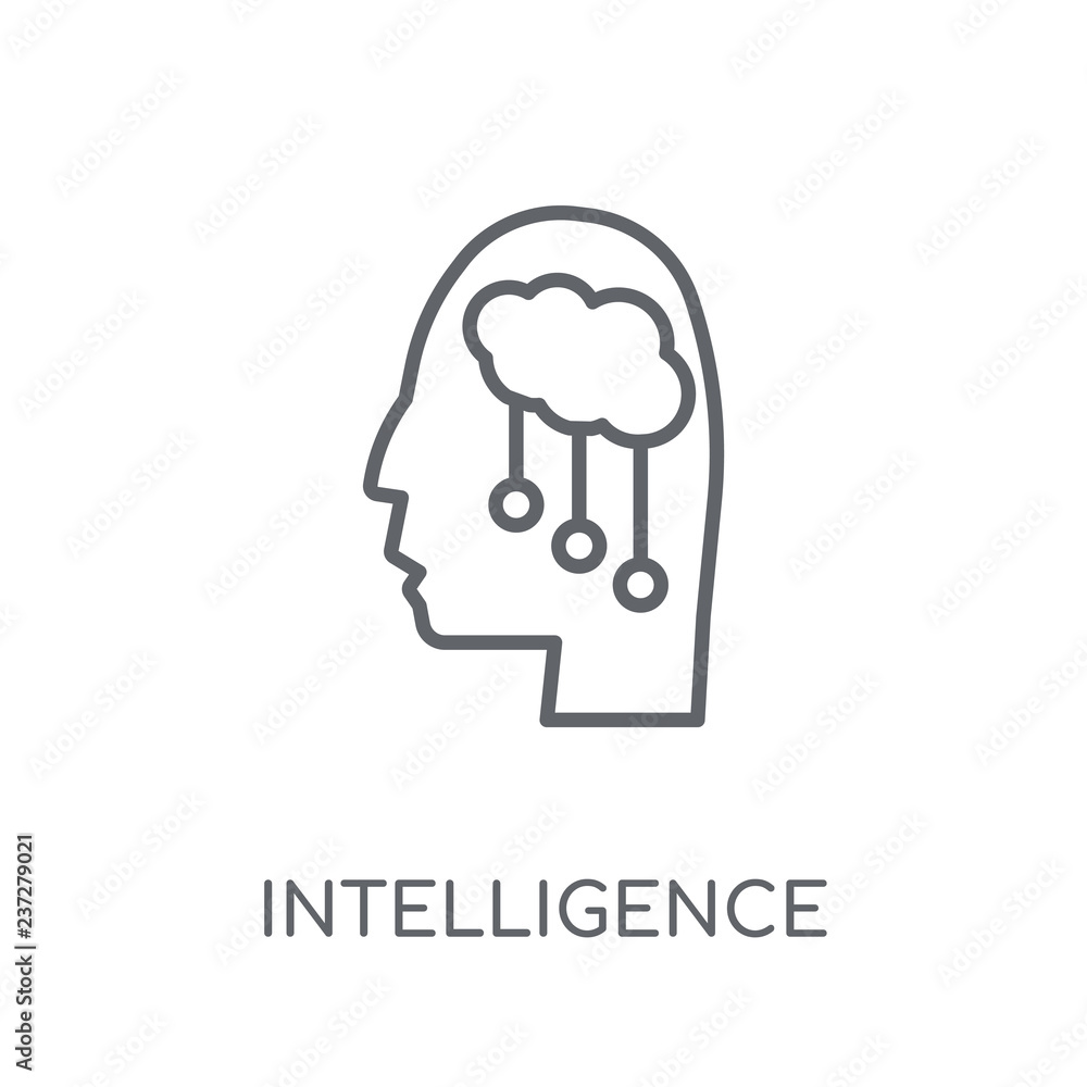 Poster intelligence linear icon. modern outline intelligence logo concept on white background from artifici