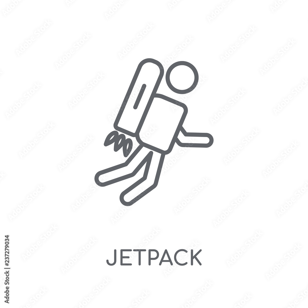 Poster jetpack linear icon. modern outline jetpack logo concept on white background from artificial intelle