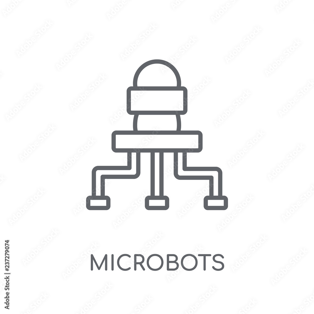 Poster microbots linear icon. modern outline microbots logo concept on white background from artificial int